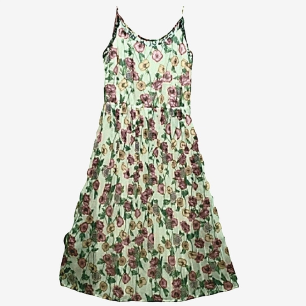 Lauren Conrad Floral Chiffon Pleated Dress Women's Size XS Chiffon